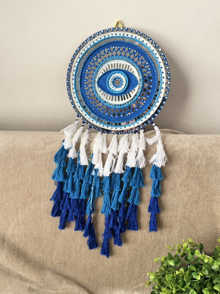 Lipan Art Evil Eye - Blue & White with Ladi (Round)